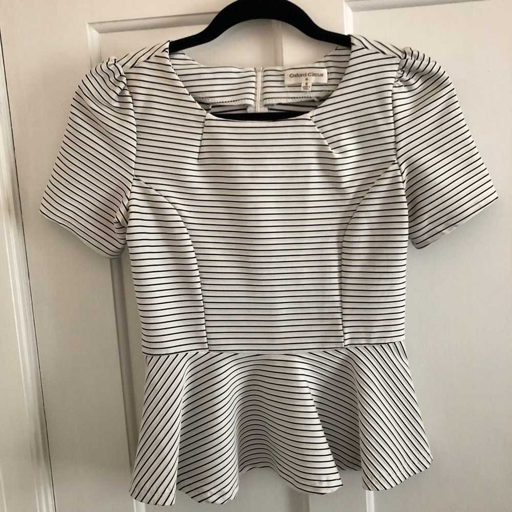 Black and White Peplum short sleeve shirt